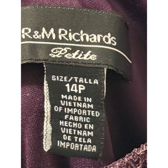 R & M Richards Womens 2-Piece Plum Lace Jacket & Dress Set Size 14P Outfit - Picture 7 of 12
